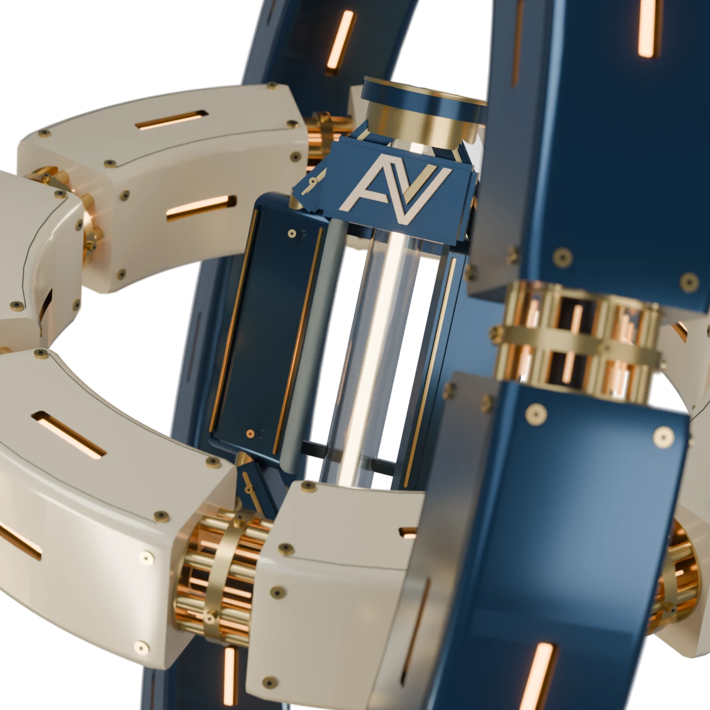 Auranova AV emblem on the illuminated energy core